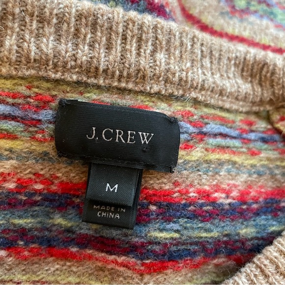 J. Crew Fair Isle Lambswool Crewneck Sweater Honey Beige Medium - Picture 7 of 8